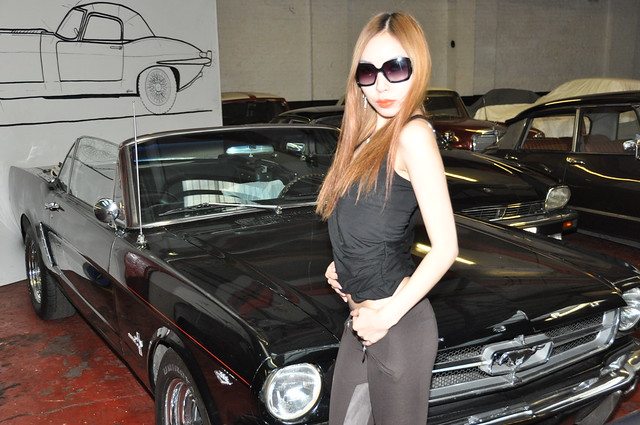DSC_0064 Emma from Mongolia Fashion Model with Black Ford Mustang Classic Car Club Shoreditch London