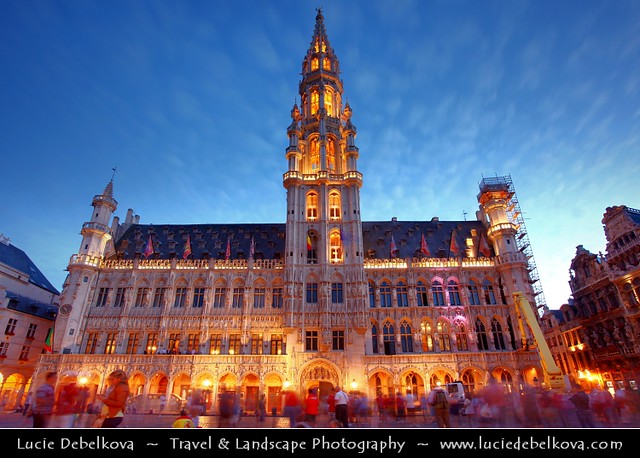 Belgium - Brussels - Dusk at Grand Place / Grote Markt - UNESCO World Heritage Site