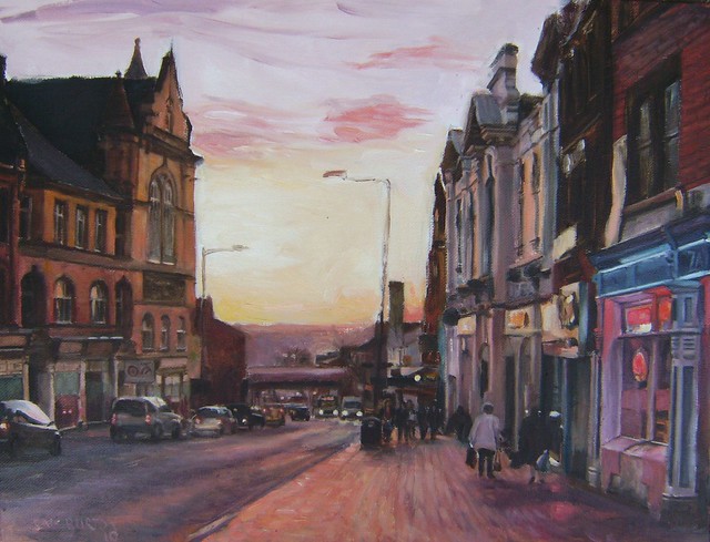 Wakefield Westgate Purple Sunset painting