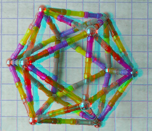 icosahedron topview red-cyan anaglyph