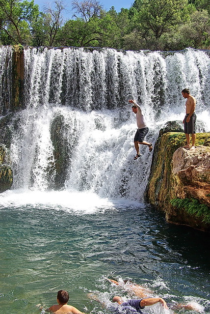Playing in Fossil Creek by the decommissioned dam