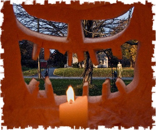 abstract tree halloween pumpkin skeleton candle jackolantern inside processed porchpumpkins