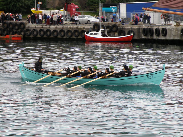 Árnfirðingur - 8-mannafar - Men with Green Hair and Painted Faces - Olavsoka Boat Race 2010 - Torshavn, Faroe Islands