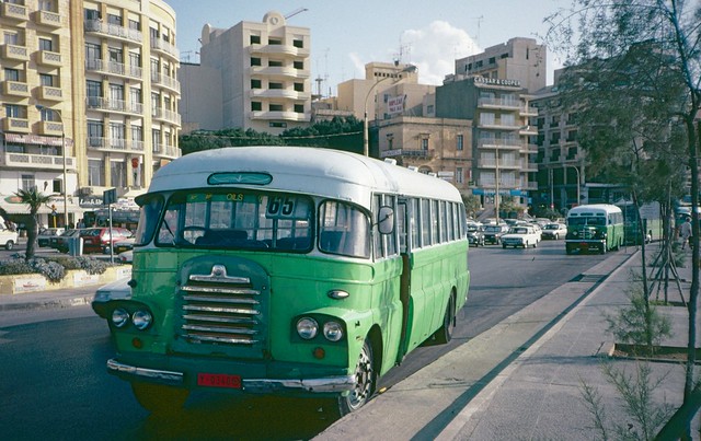 Buses in Sliema, Malta, in 1992