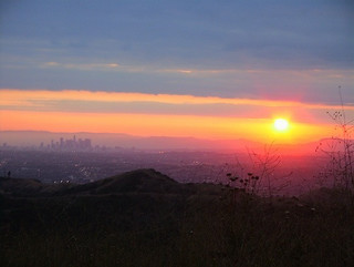 Whittier hills sunset looking at downtown los Angeles