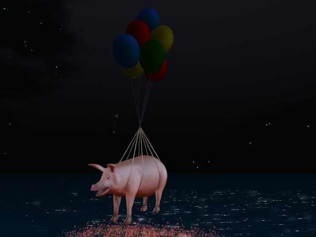 A pig on the end of some balloons... - Chimera Cosmos