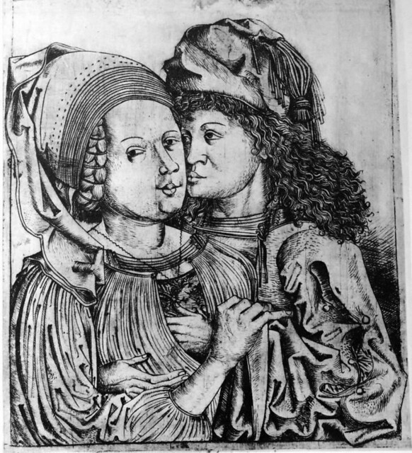 Attributed to Master bxg  -Pair of Lovers  - c 1490