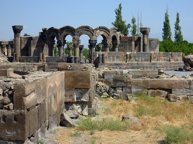 Ruins of the Zvartnots cathedral in Armenia