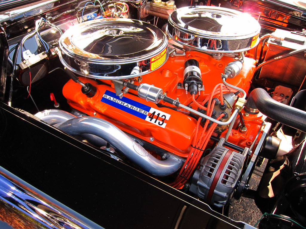 A amazingly detailed 413 engine seen at the Baker's Cruise-In on Septe...