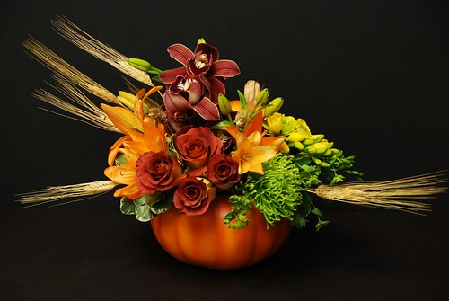 Floral Arrangement in Pumpkin Vase