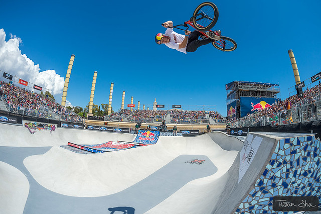 Sergio Layos competing in BMX Freestyle Park
