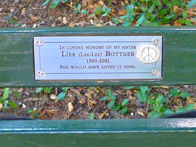 She would have loved it here... Bench at Strawberry Field, Central Park, NYC
