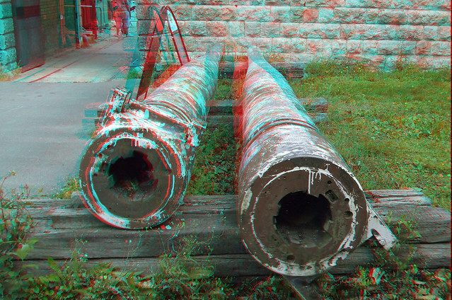 Coalhouse Fort in anaglyph 3D stereo red cyan glasses to view
