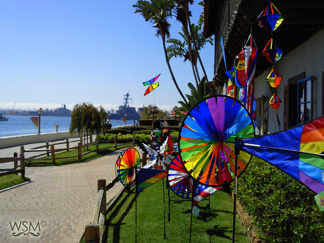 Colourful wind mills, Seaport Village, San Diego, CA