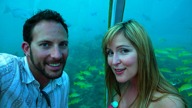 Chris and me inside Ithaa, the Maldives undersea restaurant