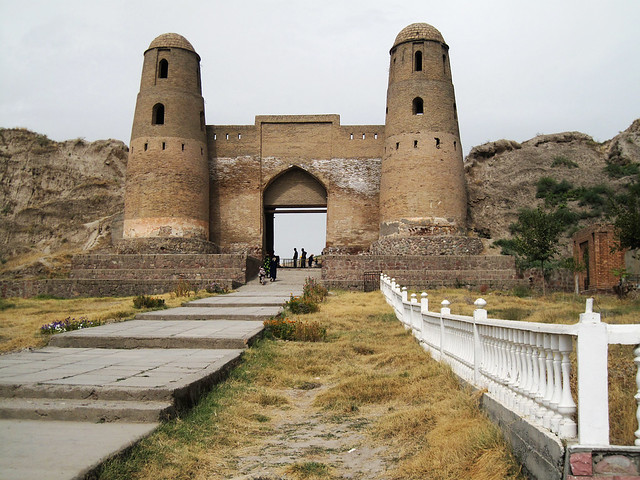 Tajikistan, Hissar fort. Towards the entrance.