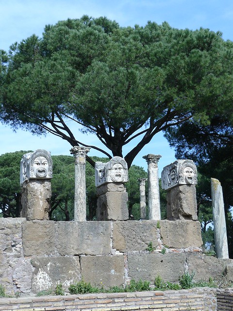 Architectural elements depicting theater masks at the ancient Roman theater at Ostia (9)