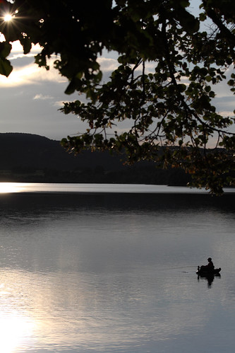 sunset sun lake france fishing lacdechalain