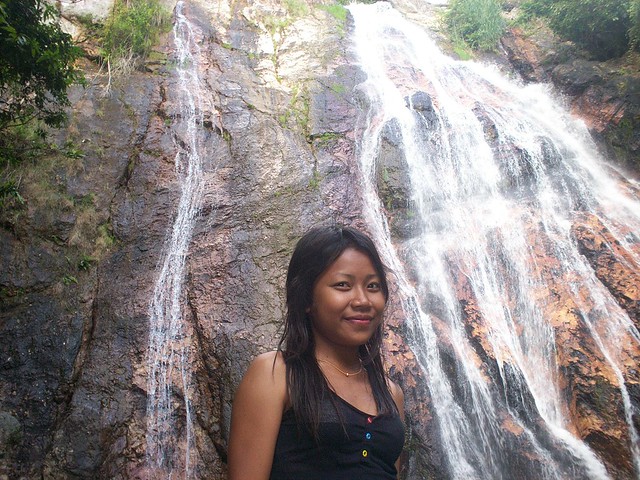 Thai girl at waterfall