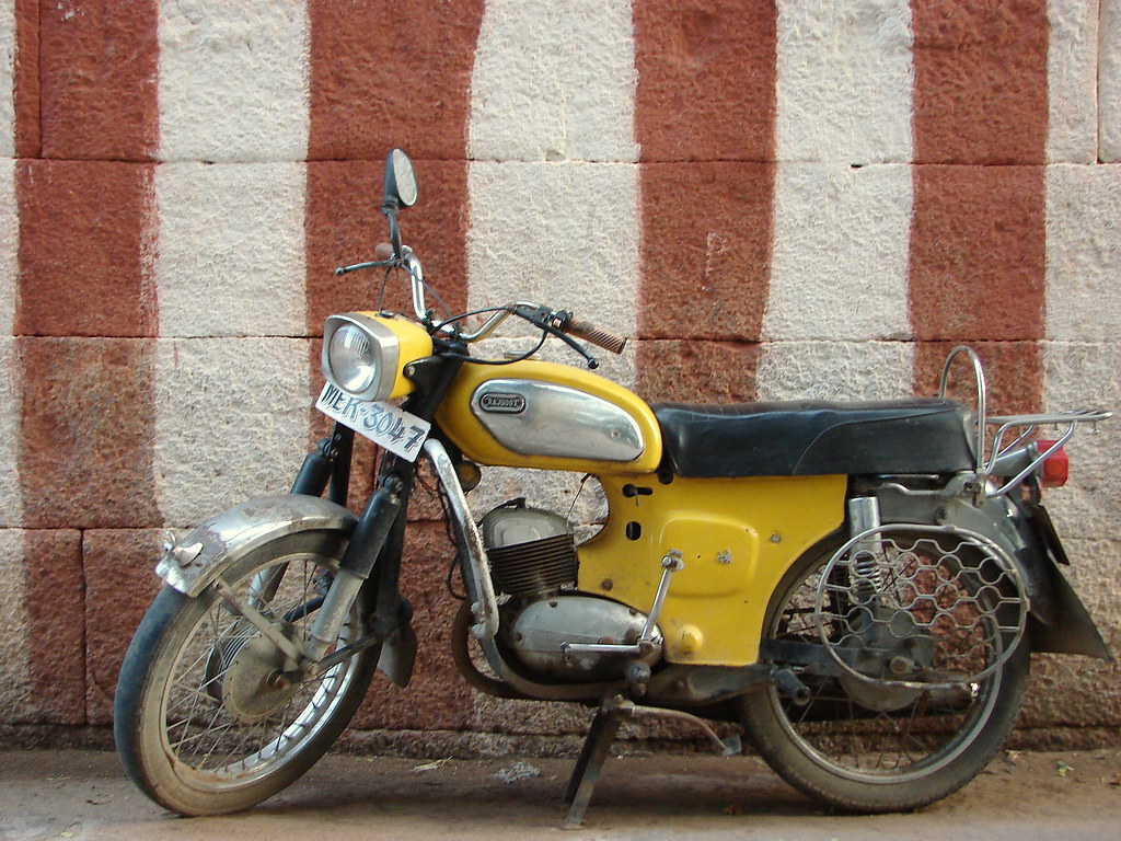 Rajdoot An Old Bike Parked Near Virupaksha Temple Hampi