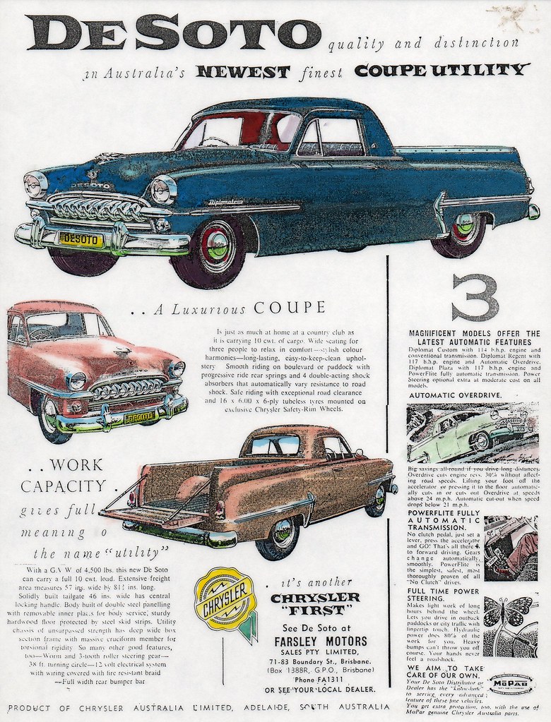 1954 DeSoto Coupe-Utility Old Print Australian 