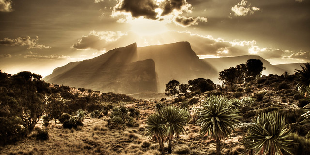 Simien Mountains Sunset. HDR.