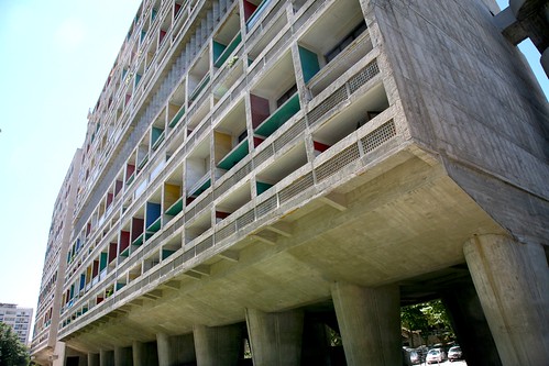 France, Bouches-du-Rhône (13), Marseille, 8ème arr. : " Cité Radieuse " Le Corbusier 1945-52 , " l'Unité d'Habitation de Grandeur Conforme " facade est