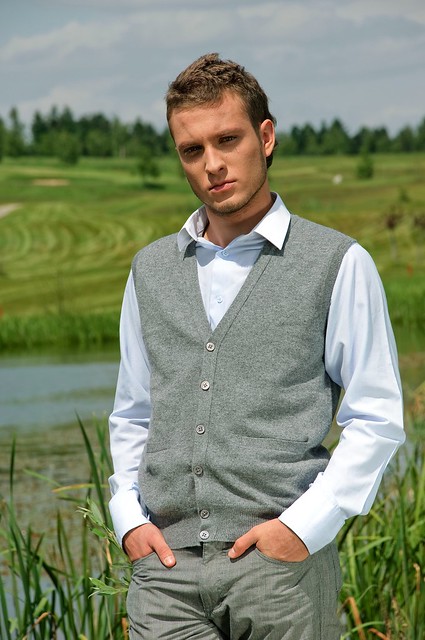 Men's Scottish Collection Button Vest Grey-1
