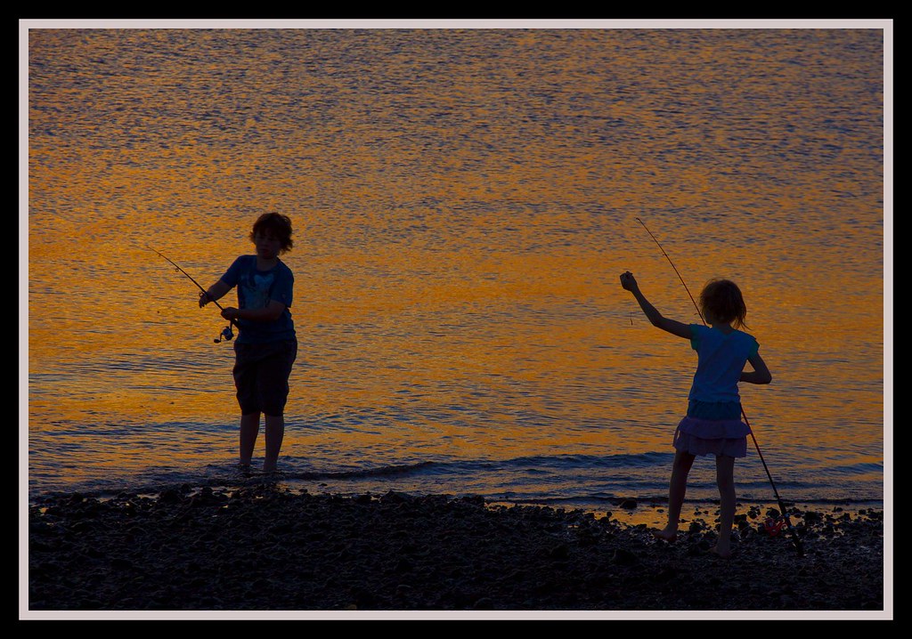 Children Fishing into Reflections-1=