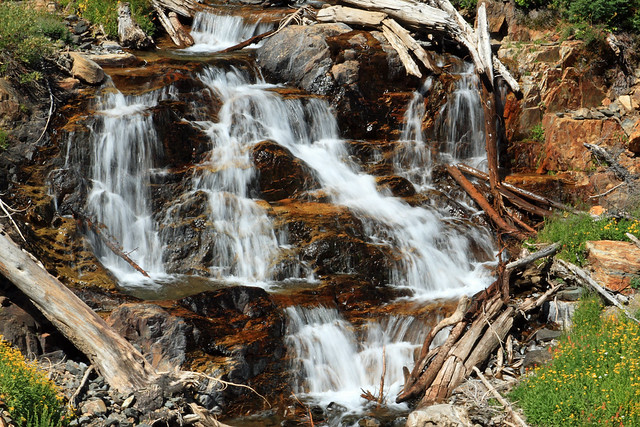 Waterfalls on the trail to Lundy Canyon