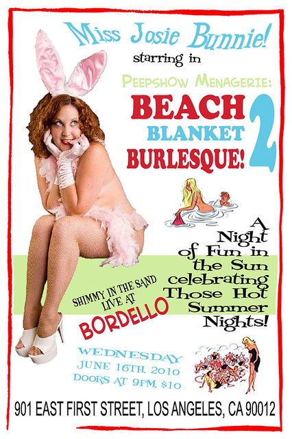 Miss Josie Bunnie performing in Peepshow Menagerie's Beach Blanket Burlesque: Shimmy In The Sand - June, 2010