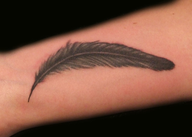 Black and Grey Feather Tattoo
