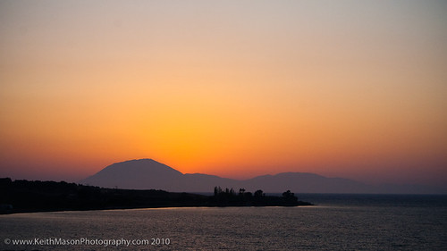 Kyllini by KeithMasonPhotography (a.k.a. Scooter.john), Taken from the ferry as we left the mainland on the trip back to Zakynthosocean sunset sea water can