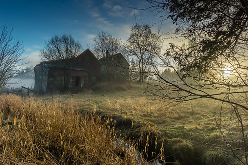 forfall abandoned cloudscape color decay farm field house landscape mist natur nature neglected old river scenery skyscape stream trees unattended urbex hdr hordaland bergen samsung nx30 nx sunscape