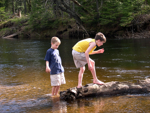 Boys enjoying river