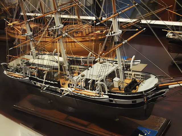 Model of the Whaler Charles W Morgan built in New Bedford Connecticut in 1841 and still afloat at Mystic Seaport CT