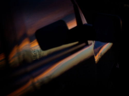 reflected by kingdrater, sunset reflection truck mirror nissan