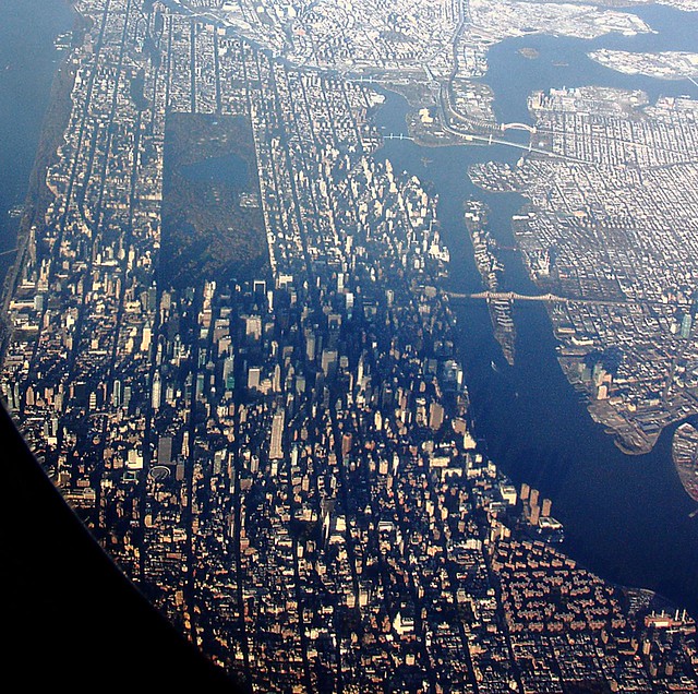 Flying over Manhattan