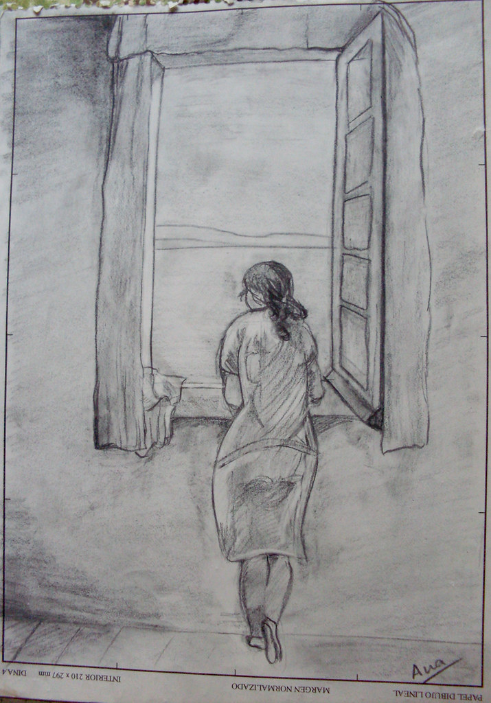 Mujer en la ventana - Dalí | Lapiz sobre papel | Ana García | Flickr