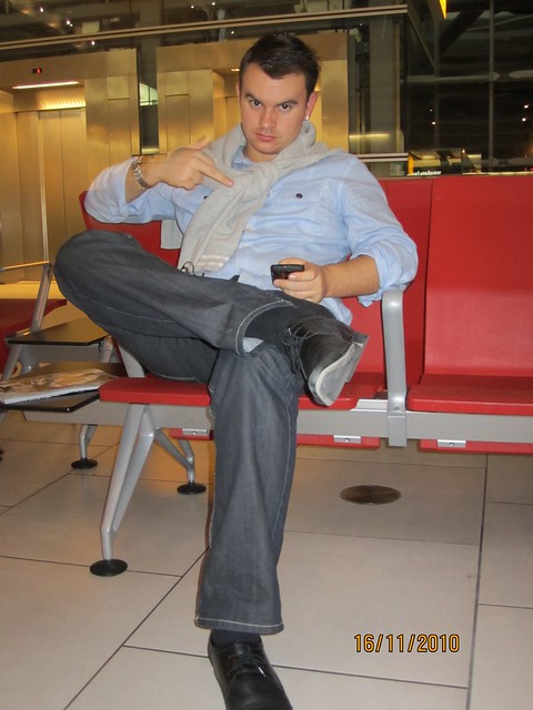 Joe at Heathrow airport Dubai Nov 2010