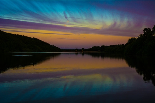 blue sunset sky lake color colour water colors rural reflections evening countryside nikon colours yorkshire reservoir bleu coleur d7100 nikond7100 lindleyforestreservoir
