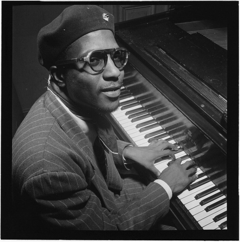 THELONIOUS MONK. This image is part of the William P. Gottlieb Collection held at the Library of Congress and is in the public domain.