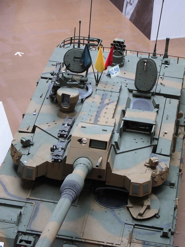 Turret of K2 Main Battle Tank, with a 120mm main gun, a 12.7mm K6 machine gun and a 7.62mm coaxial machine gun