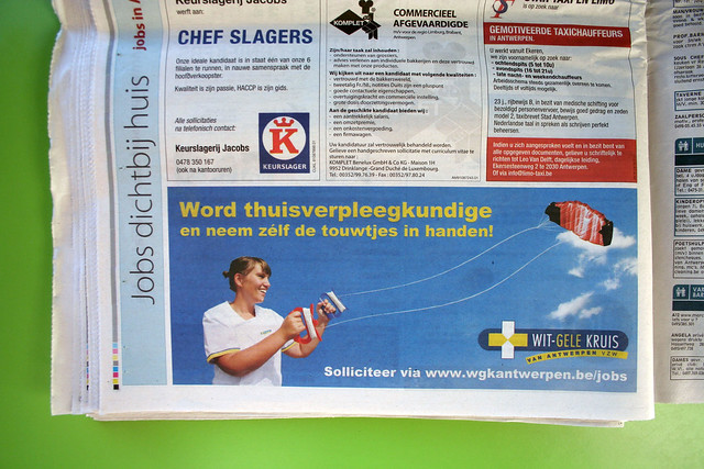 Newspaper advertisement - Wit-Gele Kruis, Antwerpen, Belgium
