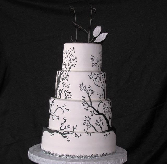 Painted Tree Wedding Cake