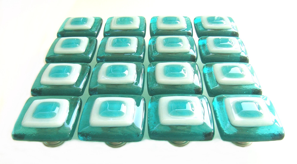 Glass Knobs In Aqua Turquoise And White Cl Glass Cabinet K Flickr