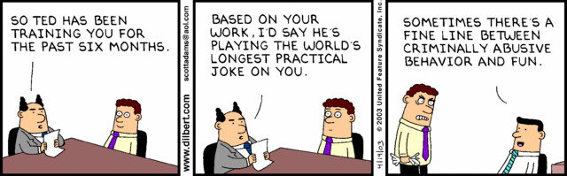 Dilbert comic strip about training