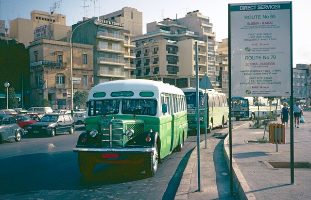 Buses in Sliema, Malta, in 1992