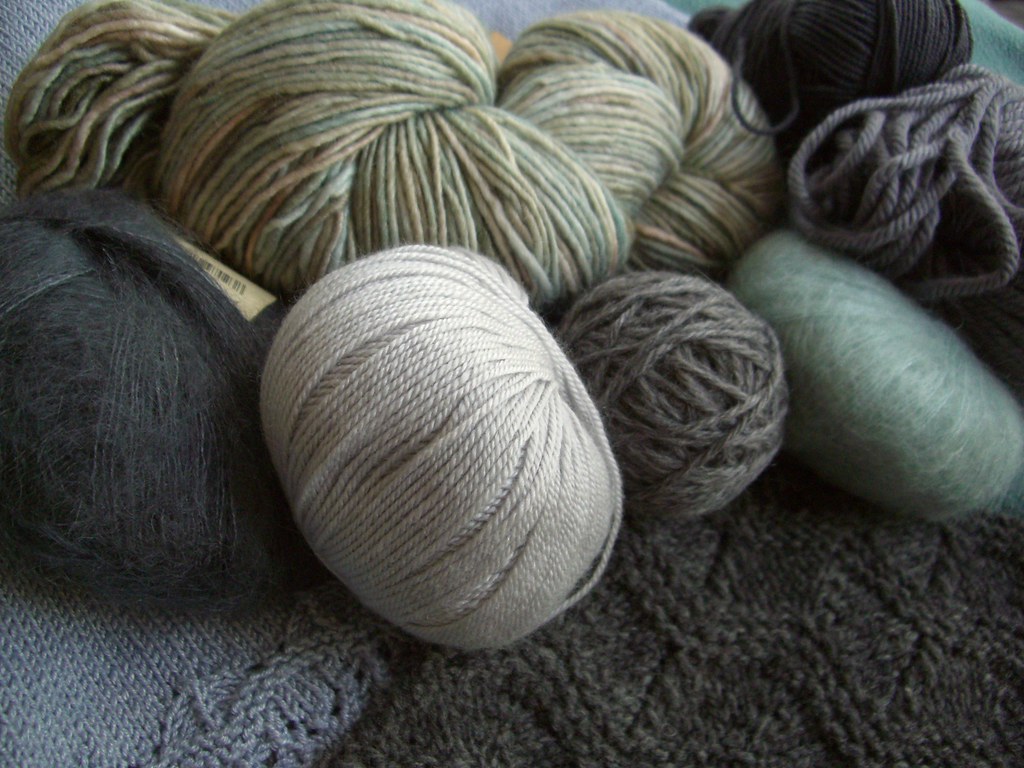 Gray yarn, In case you're wondering, those yarns are (clock…