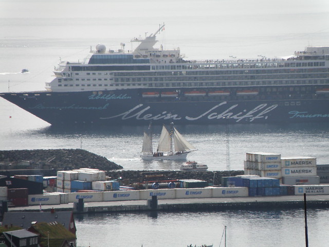Faroe Regatta 2010 - Dragin - A Faroese Sail Ship and Mein Schiff - A German Cruise Ship